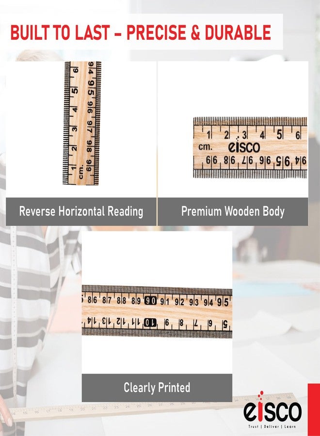 EISCO Premium One Meter (100cm) Wooden Scale(ruler), Horizontal Reading In Reverse On Each End, Pack of 2 - Image 3